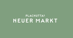 White text PLACHUTTAS NEUER MARKT on a plain green background.