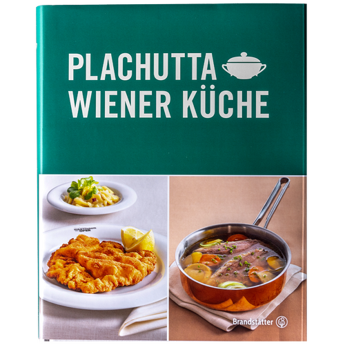 Cover des Plachutta Wiener Küche Kochbuchs mit Abbildungen von Schnitzel, Rahmkartoffeln und Tafelspitz.